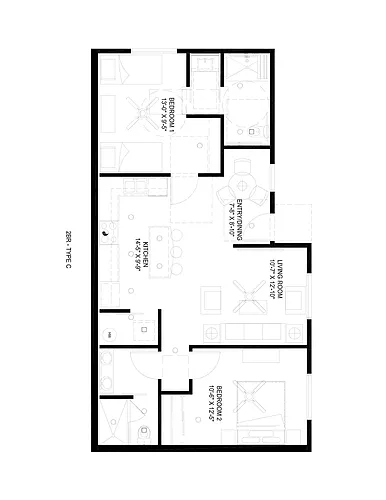 Floor plan 2Bed Downstairs