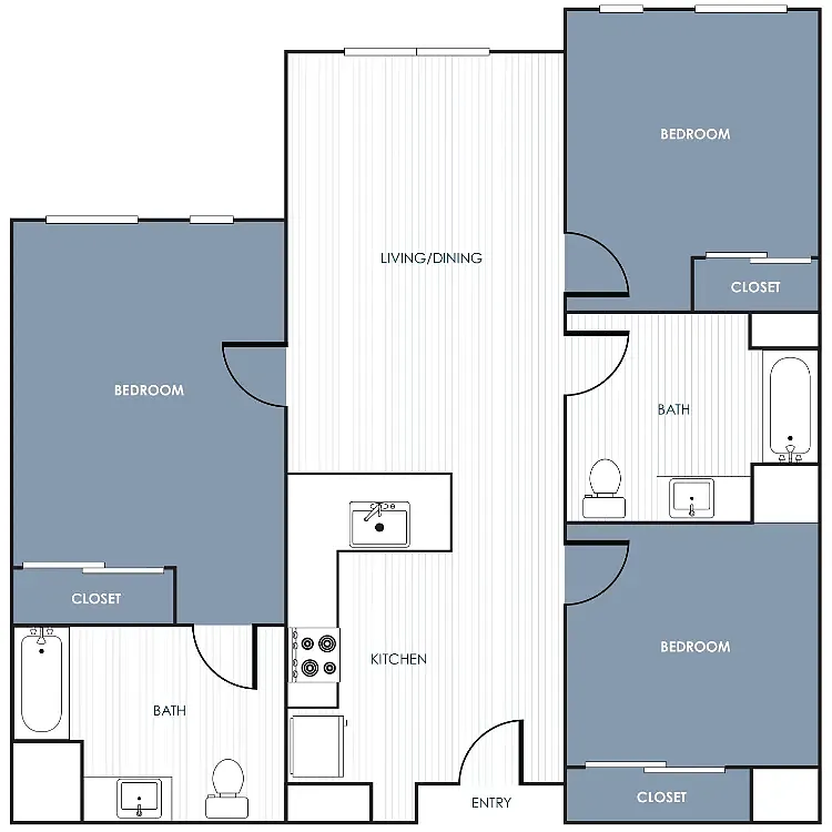 Floor plan 3 Bedroom 2 Bathroom