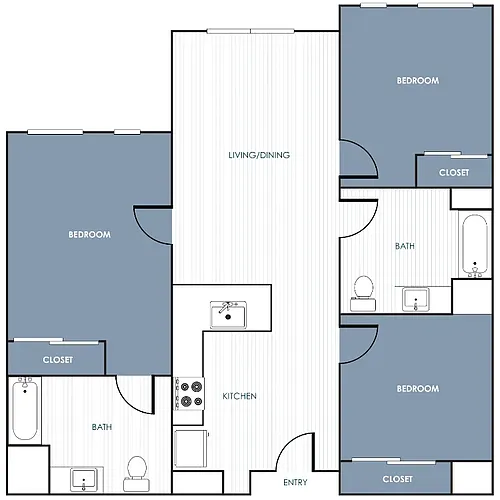 Floor plan 3 Bedroom 2 Bathroom