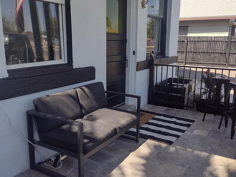 Unit A's porch and front door