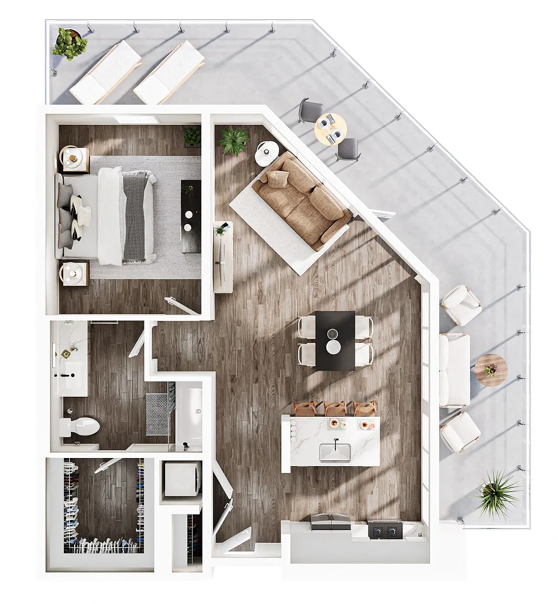 Floor plan 1 Bedroom | 1 Bath | Plan A16