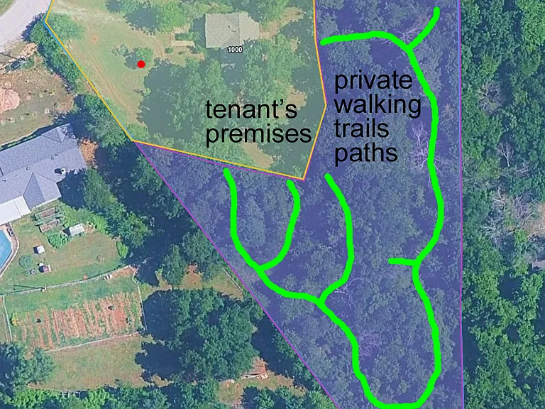 tenant: 0.5 acres, private trails: 1.0 acres
