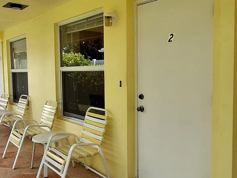 enjoy a quiet spot outside with your own table and chairs right in front of the unit
