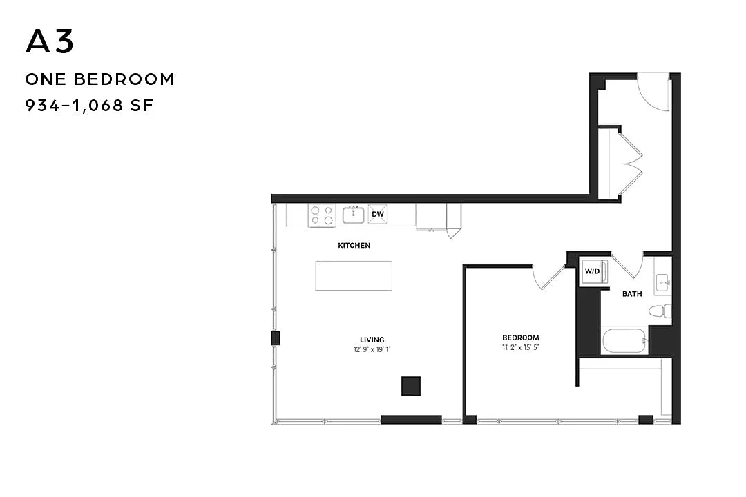 Floor plan A3 One Bedroom