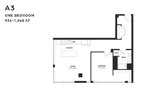 Floor plan A3 One Bedroom