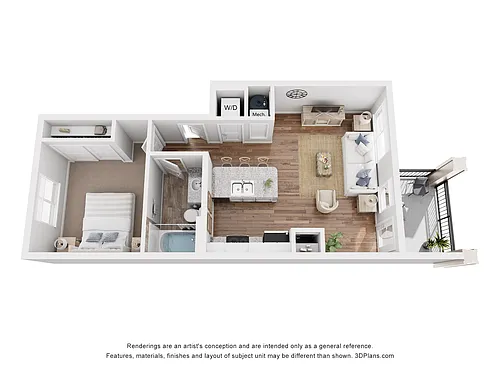 Floor plan 1 Bedroom 1 Bathroom