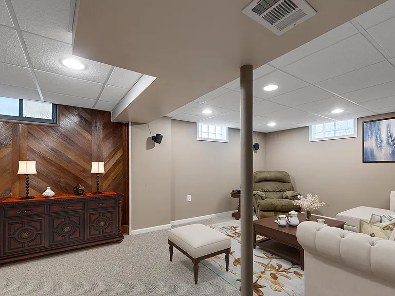Basement Family Room, virtually staged