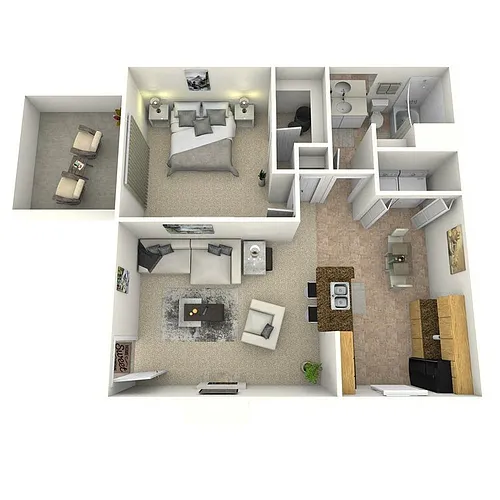 Floor plan Brighton Renovated - One Bedroom One Bath