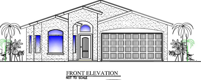 East face elevation of the house plan is given in this 2D Autocad