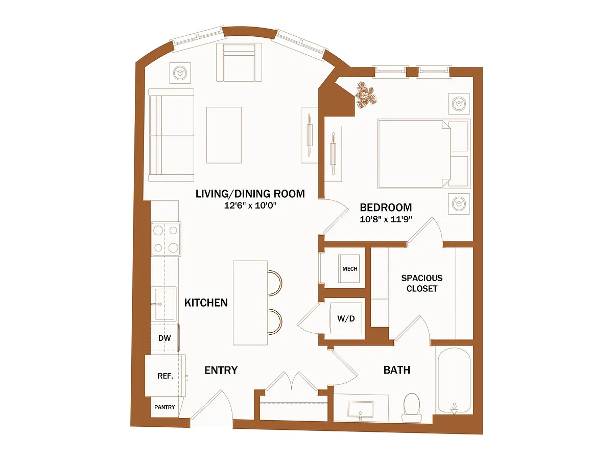 Floor plan B8 - 1 Bed | 1 Bath