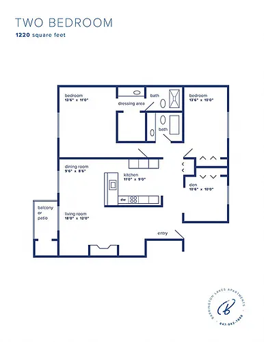Floor plan Two Bedroom Plus Den