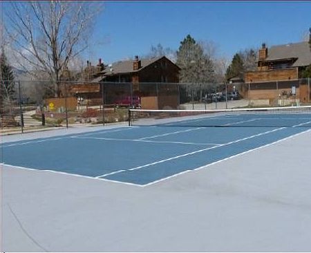tennis court/ pool area