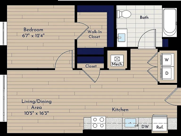 A 1BR-G ANSI One Bedroom Floor Plan A 1BR-G ANSI One Bedroom Floor Plan