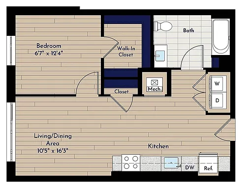 Floor plan A 1BR-G ANSI