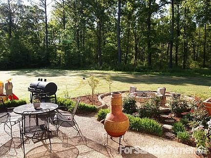 Backyard is perfect for Entertaining! : Patio with fire pit. Enclosed sunroom and kitchen overlook t