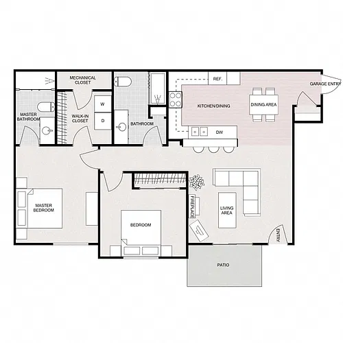 Floor plan Two Bedrooms Two Bathrooms Lower