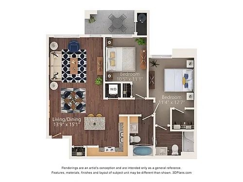 Floor plan Two Bedroom - 2A