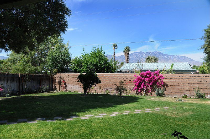 back garden with mountain view