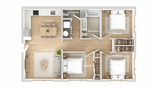 Floor plan 3 Bedroom 1.5 Bathroom