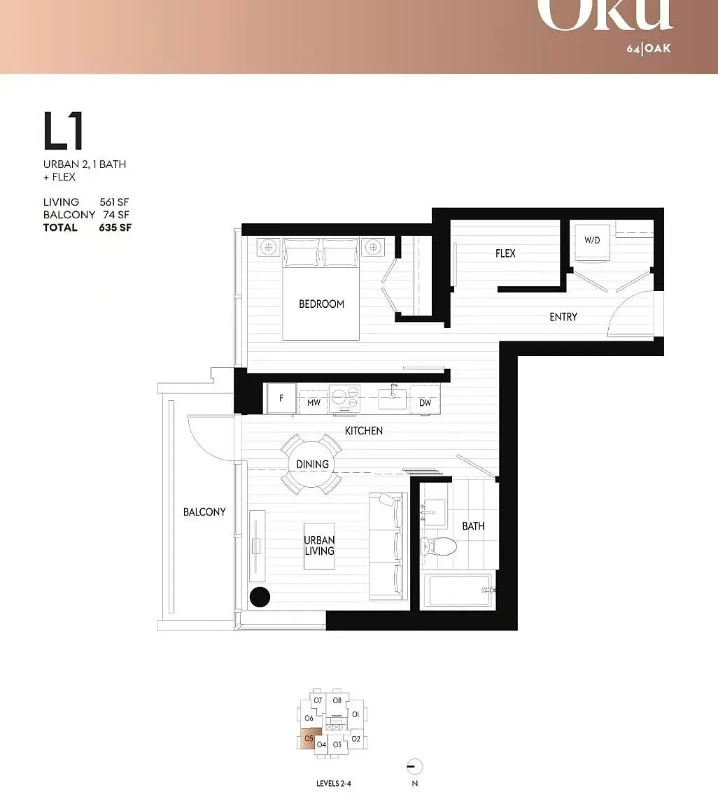 1 bed, 561 sqft, $2,450 — Photo 2