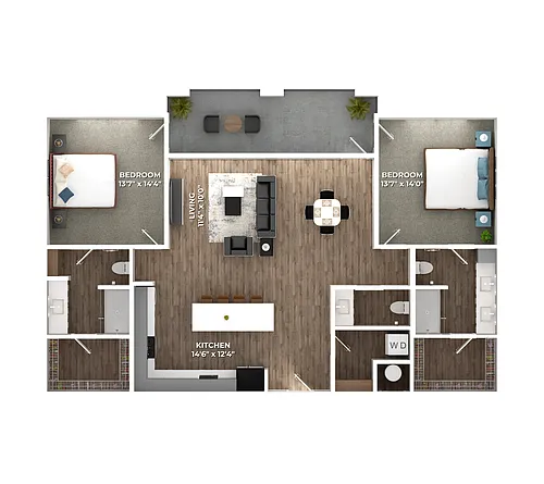 Floor plan Two Bedroom B3