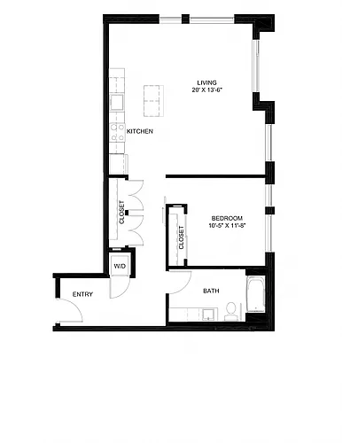Floor plan One Bedroom B6