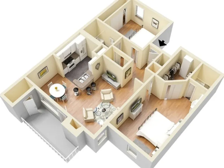 Westborough Crossing - The Highland - 2 Beds - 2 Baths - 954 Sq. ft.
