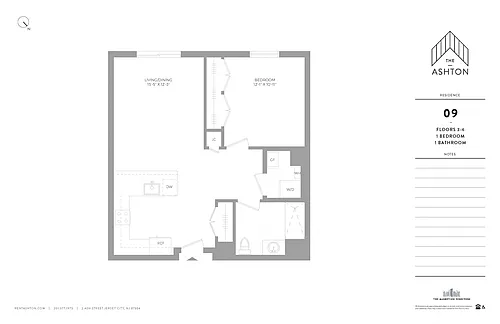 Floor plan Unit 09 Floors 3-6 1b/1b