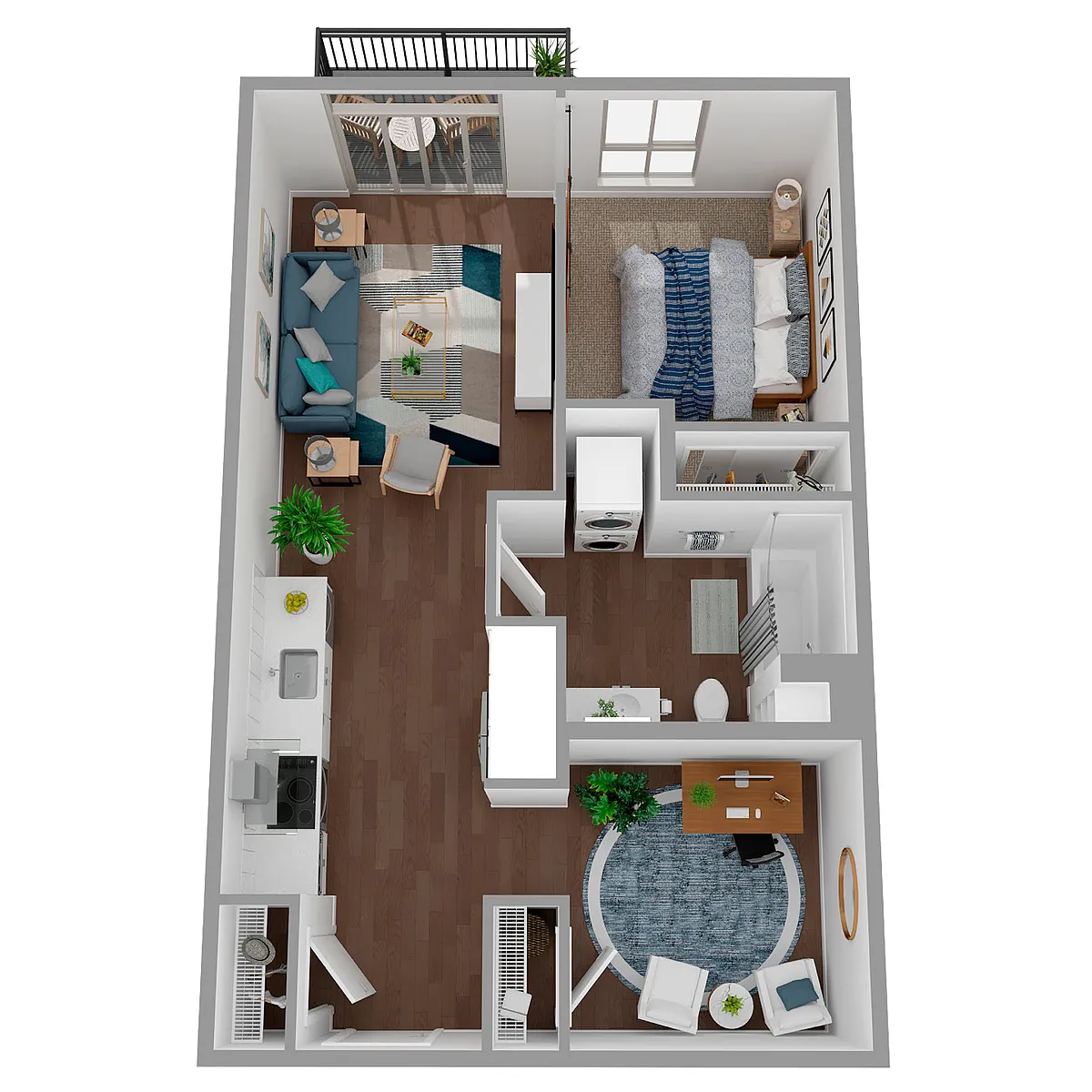 Floor plan 1x1 + Den - a71.1