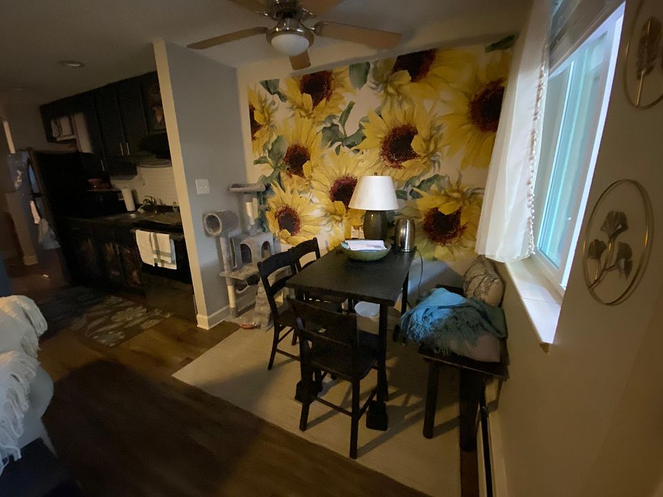 When you walk in through the front door, a dining area is to your right