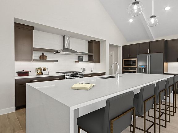 Kitchen with waterfall-edge island
