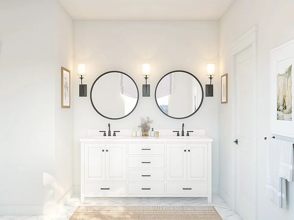 Primary bath with matte black fixtures