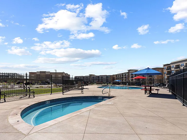 Outdoor swimming pool and year-round hot tub