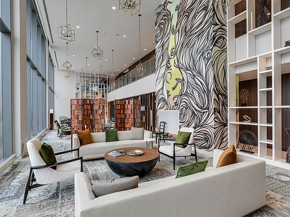 Amenity Level 7 with mural and lounge area