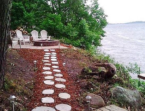 Sitting area by lake