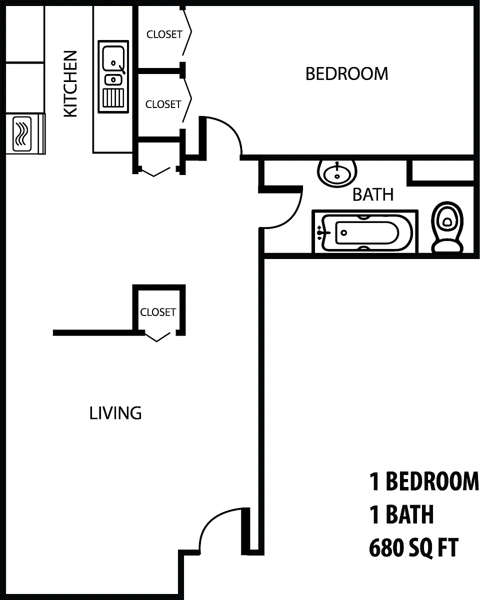 Floor plan 1 Bedroom 1 Bath II