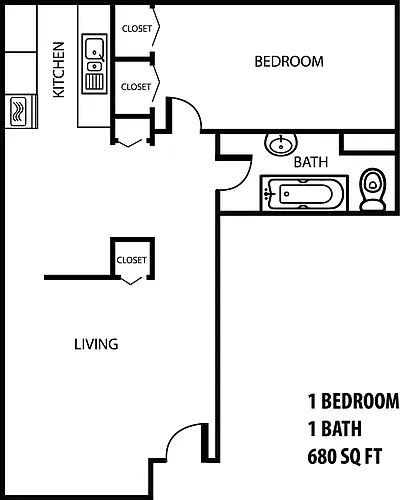 Floor plan 1 Bedroom 1 Bath II