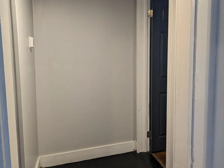 hall from entry hall to bedroom by bathroom, there is also closet to left for storage