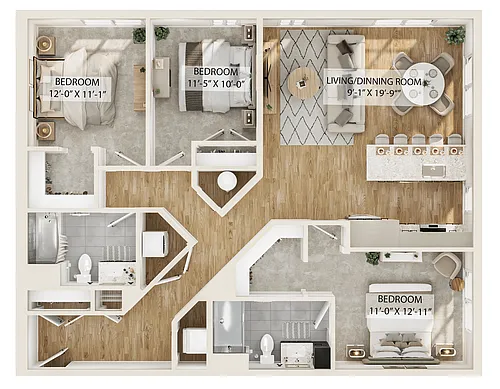 Floor plan 3 Bed/2 Bath-C2