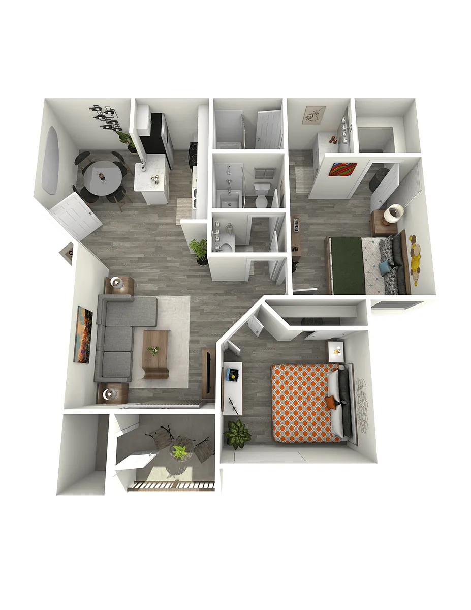 Floor plan Two Bedroom, Two Baths