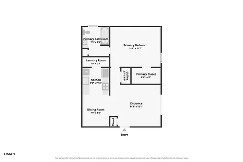 Floor plan 1 Bed 1 Bath