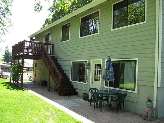 Side deck and stamped patio