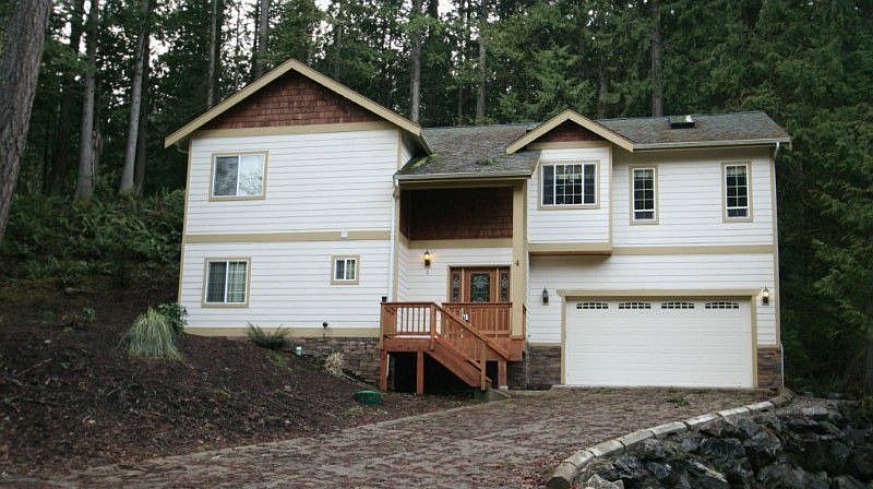 Located on a corner lot in a private setting.