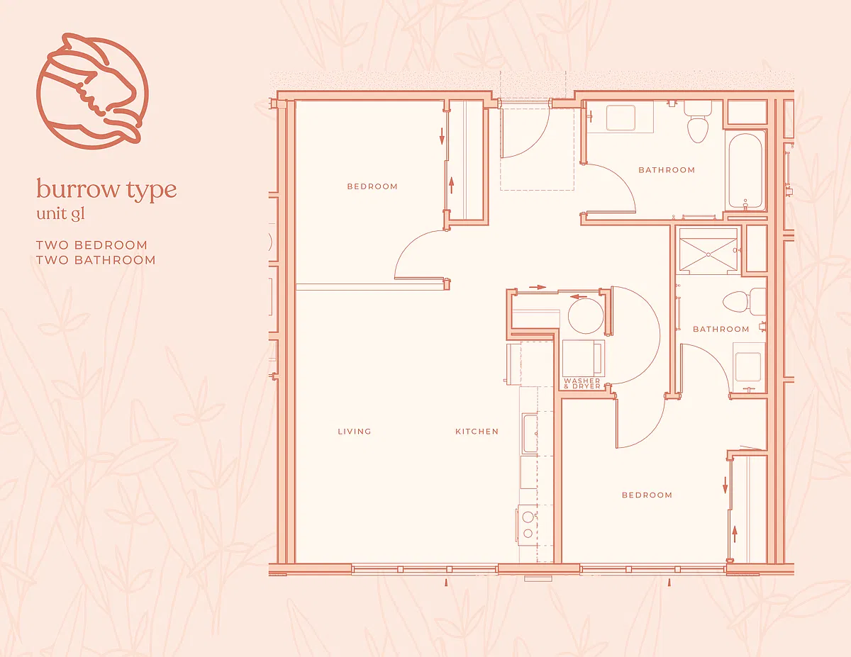 Floor plan Two Bedroom Two Bathroom B