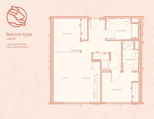 Floor plan Two Bedroom Two Bathroom B