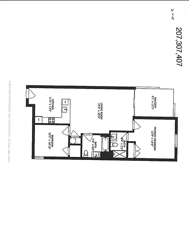 Floor plan 2 Bed 2 Bath Back Facing with Small Balc