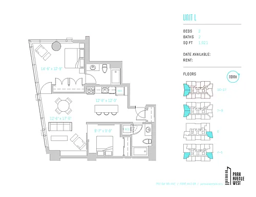 Floor plan 2 Bed 2 Bath