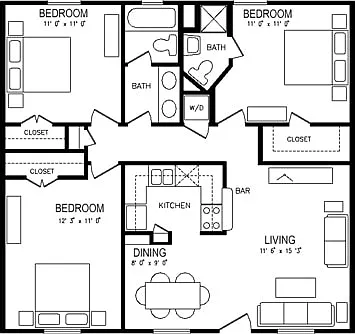 Floor plan C2 3 Bed/ 2 Bath