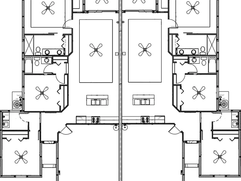 3 Bedroom, 2 Bath floorplan. Design allows easy modification for a home office as desired in the front bedroom