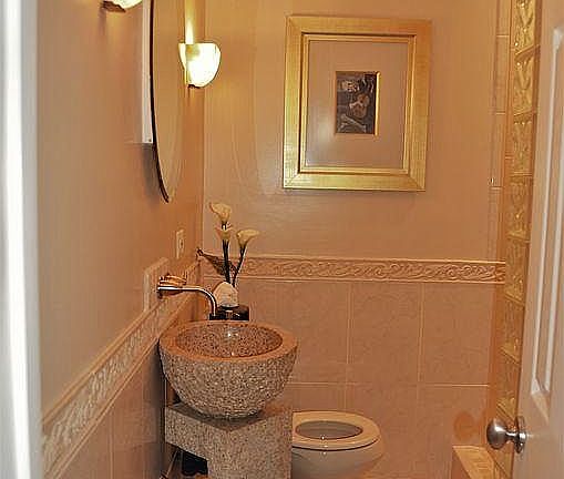 Stone sink w/ walk in shower